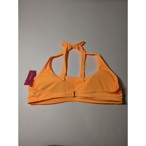 Xhilaration Halter Bralette Orange XS Ribbed Neck Tie Bikini Top Swimsuit Beach - Picture 5 of 8